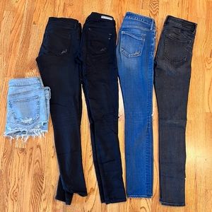 Lot of 5! Express jeans shorts denim stretch low rise 2 long 4 black distressed